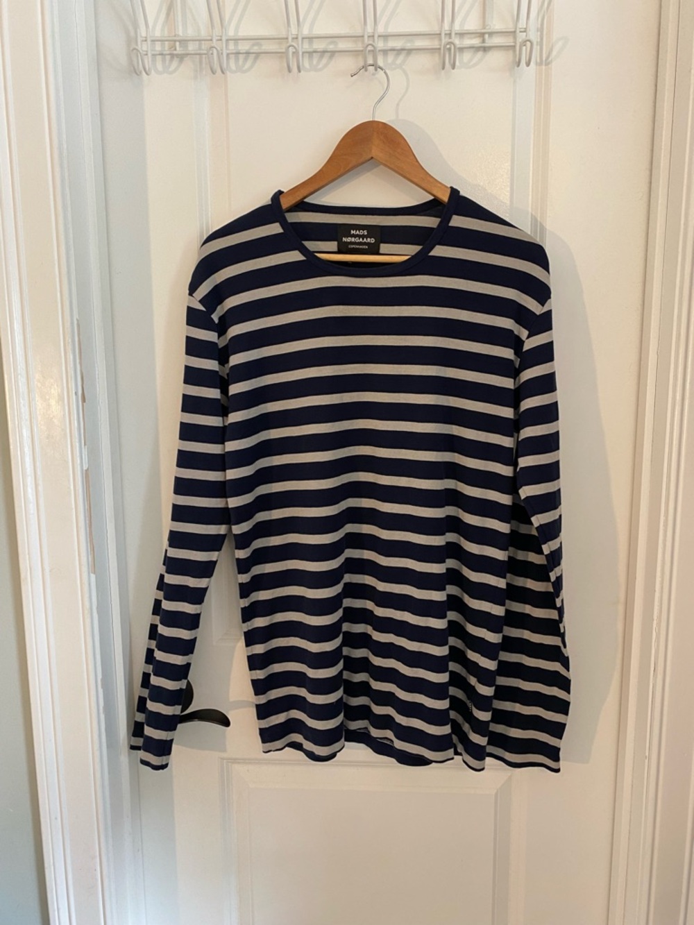 Mads Norgaard Copenhagen Navy and White Striped Long-Sleeve Shirt